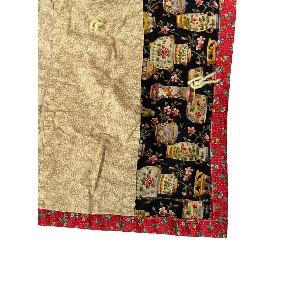 Handmade Twin Strip Quilt Scrappy Tied Patchwork Cottage 52x80